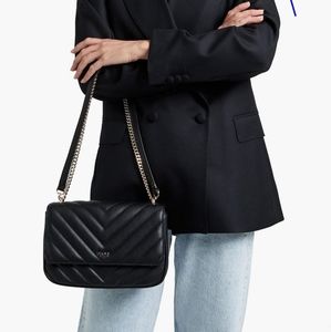 New- DKNY Veronica Quilted Faux-leather Shoulder Bag in Black